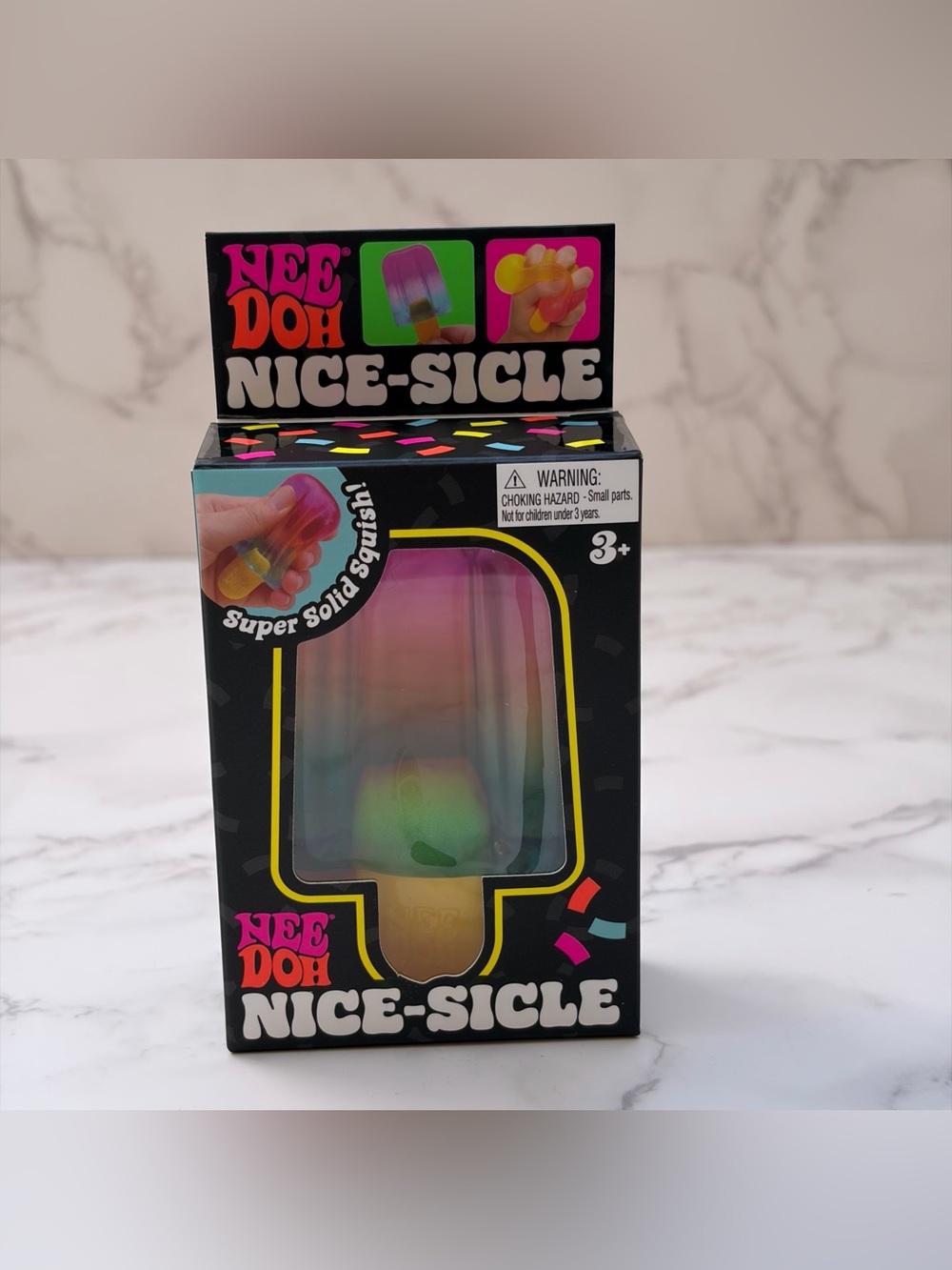 Nee Doh Nice-sicle Super Solid Squish! Fidget Toy Pink/Orange New Authentic